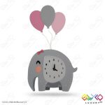 ساعت دیواری فیل و بادکنک بنفش - Image 5