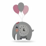 ساعت دیواری فیل و بادکنک بنفش - Image 2